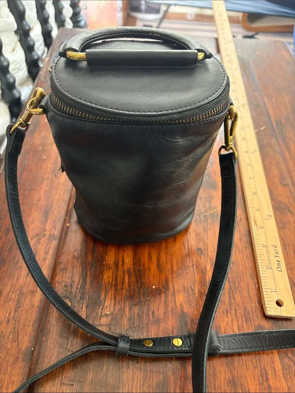 Madewell Black Leather Crossbody Mini Satchel